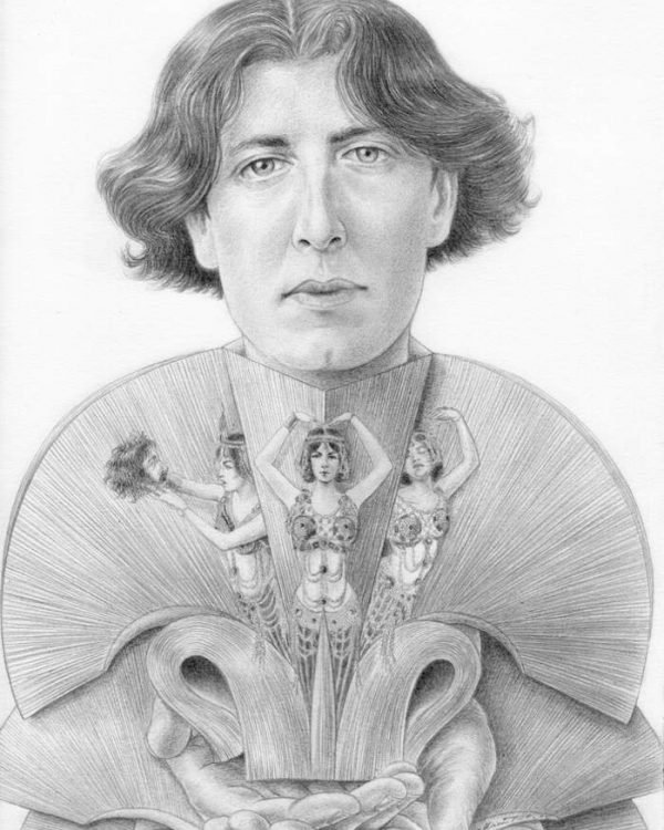 Oscar Wilde graphite portrait by Miriam Tritto.