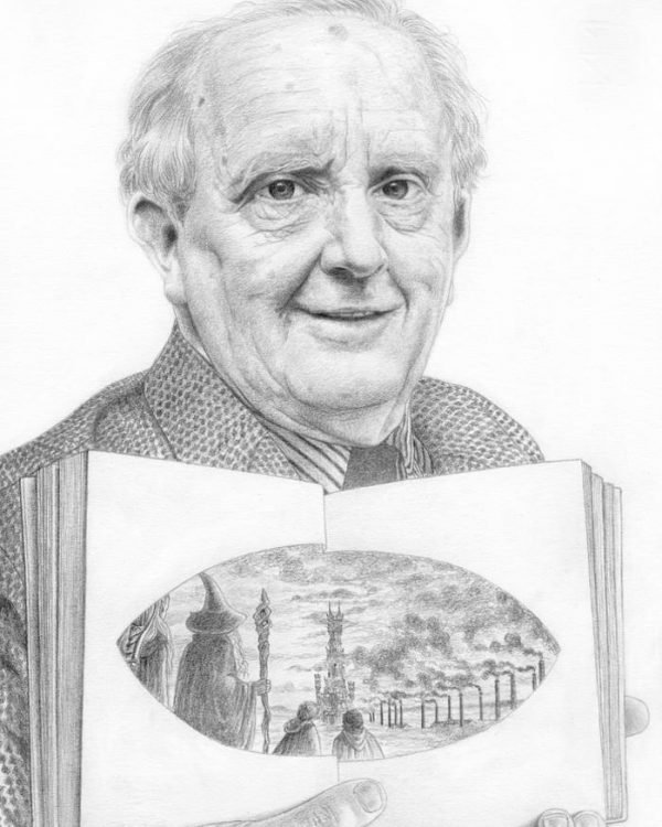 J. R. R. Tolkien graphite portrait by Miriam Tritto.