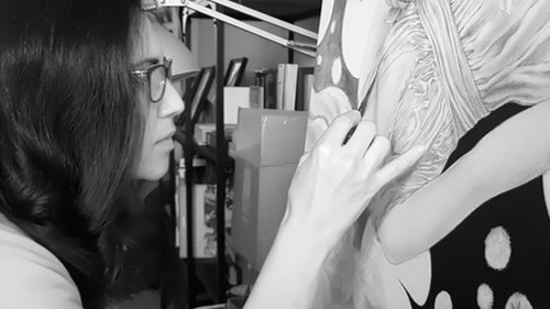 Miriam Tritto italian surrealist artist at work